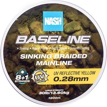 Nash Splietaná Šnúra Baseline Sinking Braid UV Yellow 1200 m 0,20 mm 9,07 kg