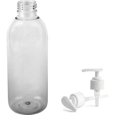 Tera Plastová lahvička čirá s bílou pumpičkou 300 ml