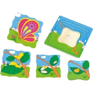 Viga Toys Образователен пъзел Viga - Еволюция на пеперуда (59517) - baby