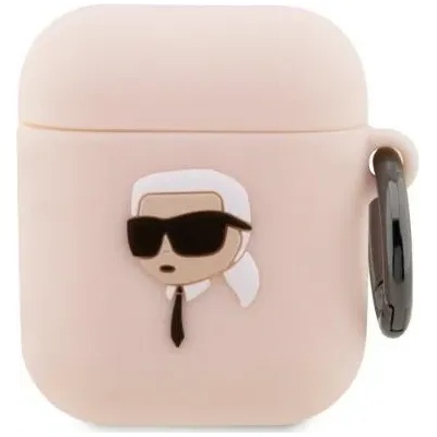 Karl Lagerfeld AirPods 1/2 розов силиконов калъф Karl Head 3D (KLA2RUNIKP)