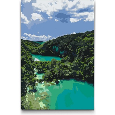 Vymalujsisam.sk Maľovanie podľa čísiel Jazero Plitvice Chorvátsko 40 x 60 cm Bez rámu iba zrolované plátno