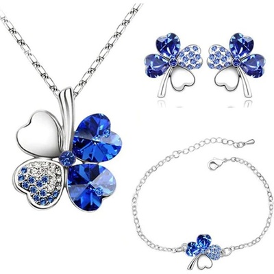 Sisi Jewelry souprava náhrdelníku náušnic a náramku čtyřlístek SET2045-NTSET9554/4 Tmavě modrá – Hledejceny.cz