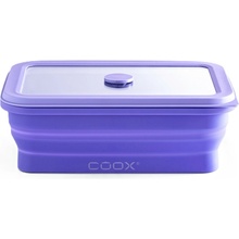 Coox Skládací silikonová krabička na jídlo se skleněným víčkem 1 l lila