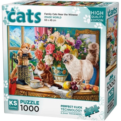 KS Games Пъзел KS Games от 1000 части - Семейство котки до прозореца (20794)