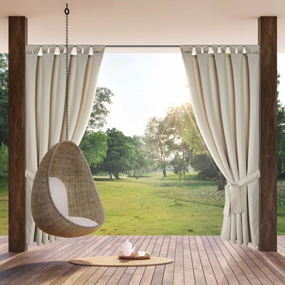 EUROFIRANY ZAHRADNÍ VODĚODOLNÝ ZÁVĚS NA POUTKÁCH GARDEN 155X240 CM BÉŽOVÁ