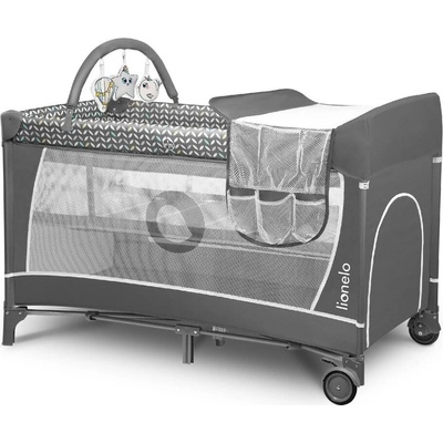 Lionelo Cestovná postieľka FLOWER Grey Scandi LN0323