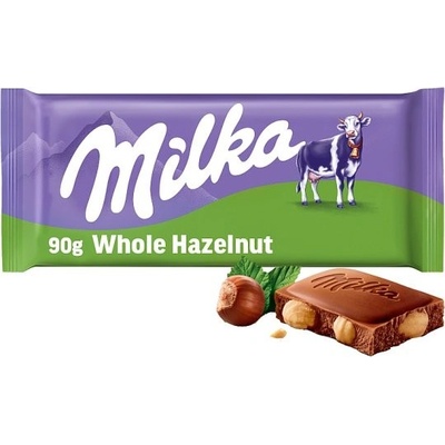 Milka Wholenut mliečna čokoláda z alpského mlieka s celými jadrami lieskových orechov 95 g