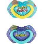 Canpol babies Силиконови залъгалки със симетрична форма Canpol - Neon Love, 18+ месеца, 2 броя, Сини (22/654_blu)
