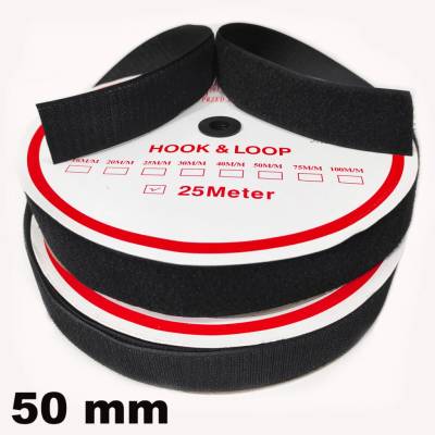 Pásek na suchý zip HÁČEK a SMYČKA SET černý 50 mm balení 25 m