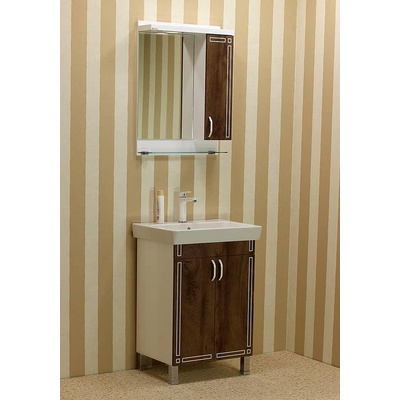 Banya M Комплект PVC мебели за баня "ONA", цвят бял/коняк, с фрезовани елементи (BMkomONA5501UN/ONA6001N)