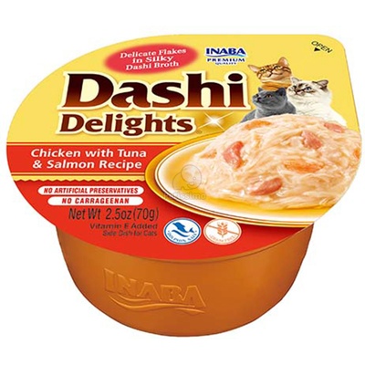 INABA Cat Dashi Delights мокра храна за котки - пилешко, риба тон, сьомга 4 x 70 г