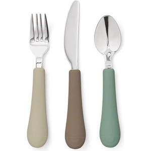 Cam Cam Copenhagen Кафяв/бежов детски прибори за хранене от силикон 3 бр. Olive Mix - Cam Cam Copenhagen (1718-115-000-WW)