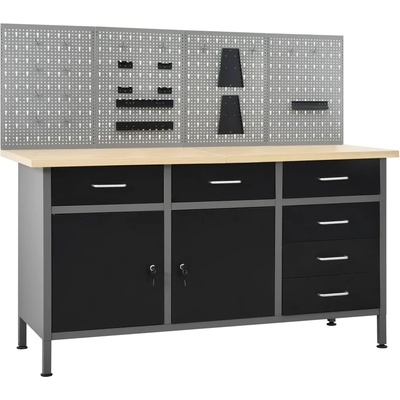 vidaXL Работна маса с четири стенни панела (3053430)