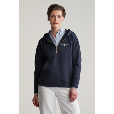 Gant Half Zip Anchor Hoodie Evening Blue