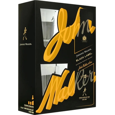 Johnnie Walker Джони Уокър 12г. Блек Лейбъл с две чаши 0.7л