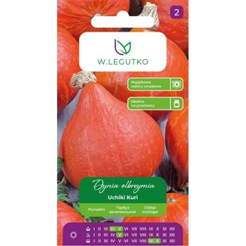 W. Legutko Гигантска тиква Учики Кури, тип Хокайдо - червено-оранжева