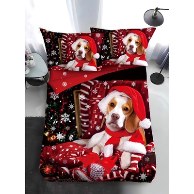 EmonaMall Двулицево коледно спално бельо, размер за приста (реално изображение) EmonaMall, 4 части - Модел S17382 (S17382-6666d4)