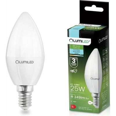 Lumiled LED žiarovka B35 E14 2,5W = 25W 249lm 6500K Cold 180°