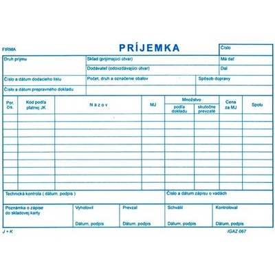 Igaz 067 Príjemka A5-100 listov