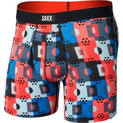 Saxx Мъжко синтетично термобельо Saxx Multi-Sport Mesh Boxer Brief Fly Synthetic base layer - Pitch Check / Multi (014-2278-0612)