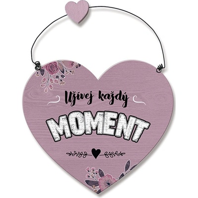 Nekupto Dřevěná cedule srdce Užívej každý moment Sladký domov