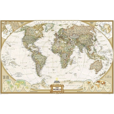National Geographic Svět - nástěnná mapa Executive 116 x 77 cm Varianta: bez rámu v tubusu, Provedení: laminovaná mapa v lištách