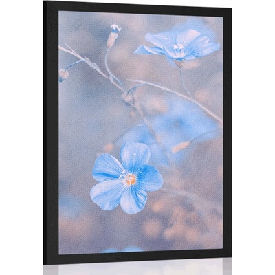 Plakát modré květiny na vintage pozadí - 40x60 white