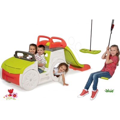Smoby Set preliezačka Adventure Car so šmykľavkou a nastaviteľná hojdačka Activity Swing