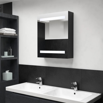 vidaXL LED шкаф с огледало за баня, черно, 50x14x60 см (326480)