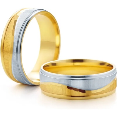 SAVICKI Сватбени халки: двуцветно злато, плоски. 6 мм