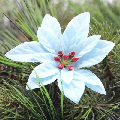 Vánoční hvězda 8cm/24ks - světle modrá - VL0724