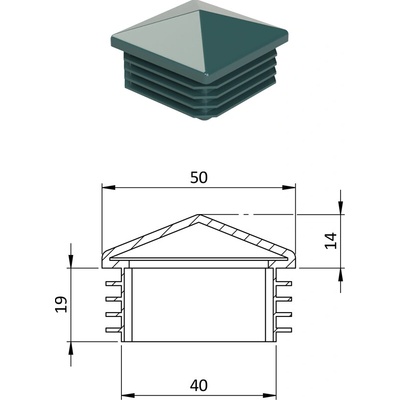 Krytka plastová se stříškou 50 x 50 mm, zelená