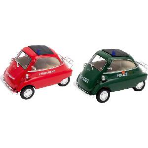 Goki Детска играчка Goki - Полицейска кола и пожарна BMW Isetta, 1: 26, асротимент (12332)