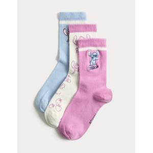 Marks & Spencer Чорапи Lilo & Stitch, комплект 3 двойки (6 малък - 7 голям) Marks & Spencer розов Marks & Spencer | Rozov | Момичешки | 6-8+