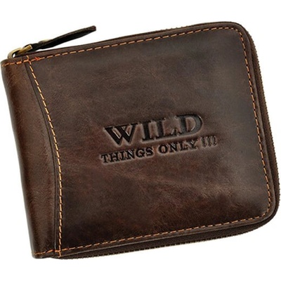 Pánska kožená peňaženka na šírku Wild hnedá na zips