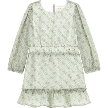 Image 1 of Guess Шифонена рокля в бледо зелено покрита с надписи Guess