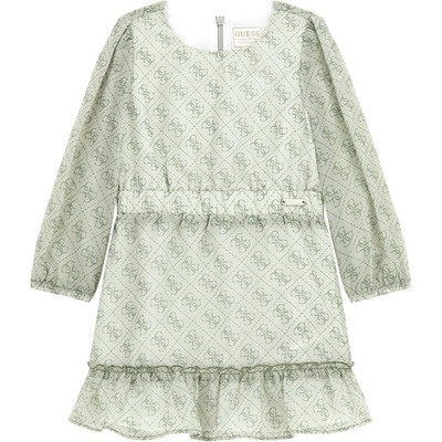 Guess Шифонена рокля в бледо зелено покрита с надписи Guess