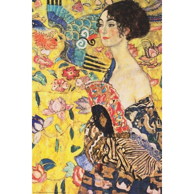 Plagát, Obraz - The Lady with the Fan, Gustav Klimt, 61 × 91.5 cm