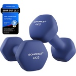 SONGMICS Dumbbells 2 Pack 2 x 4kg Hexagonal Dumbbells with Vinyl Surface for Fitness Training Gym Home Blue Port SYL908Q01 - USYL908Q01 (USYL908Q01)