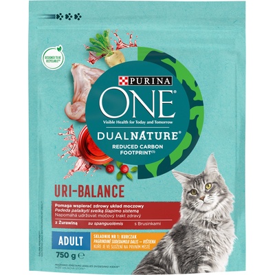 ONE DualNature Храна с червена боровинка за възрастни котки с пилешко месо като първа съставка 750 г