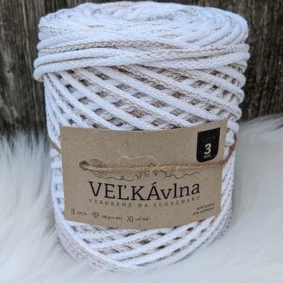 Velká vlna Špagát 3mm Sněženka s lurexem
