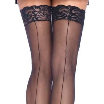 Leg Avenue Съблазнителни черни чорапи за жартиери с ръб Leg Avenue