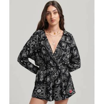 SUPERDRY Vintage Beach romper - Black (Black Bandana AOP)