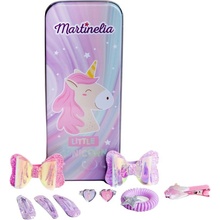 Martinelia Little Unicorn sponky do vlasů 6 ks + gumička do vlasů 1 ks + prsten 2 ks + plechový box 1 ks