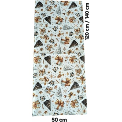 LKV Lomnice Vánoční set: Běhoun + 4 ks prostírání - bílá - 50 x 120cm