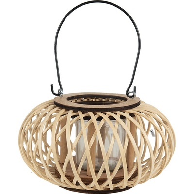 Přírodní dřevěná lucerna Bamboo – 23x12 cm