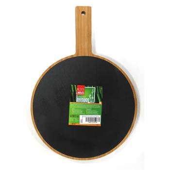 Image 1 of Horecano Бамбукова дъска кръг с дръжка и слюда за презентация 28, 8/21, 5-h1, 9cm(S018S) (0116156)