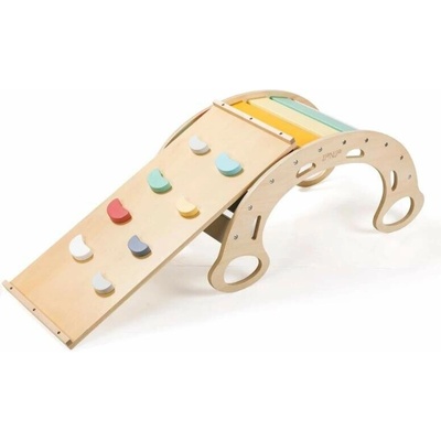 EliNeli dřevěná montessori houpačka Pro 5 v 1 set s prknem 2 v 1 fresh