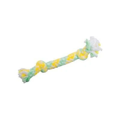 HipHop Plush Hebká pletená činka 2 uzly pistáciová žlutá bílá 20 cm