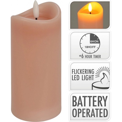 M.A.T. GROUP Svíčka LED pr. 7x15cm blikající plamen časovač RŮŽ – Zboží Dáma